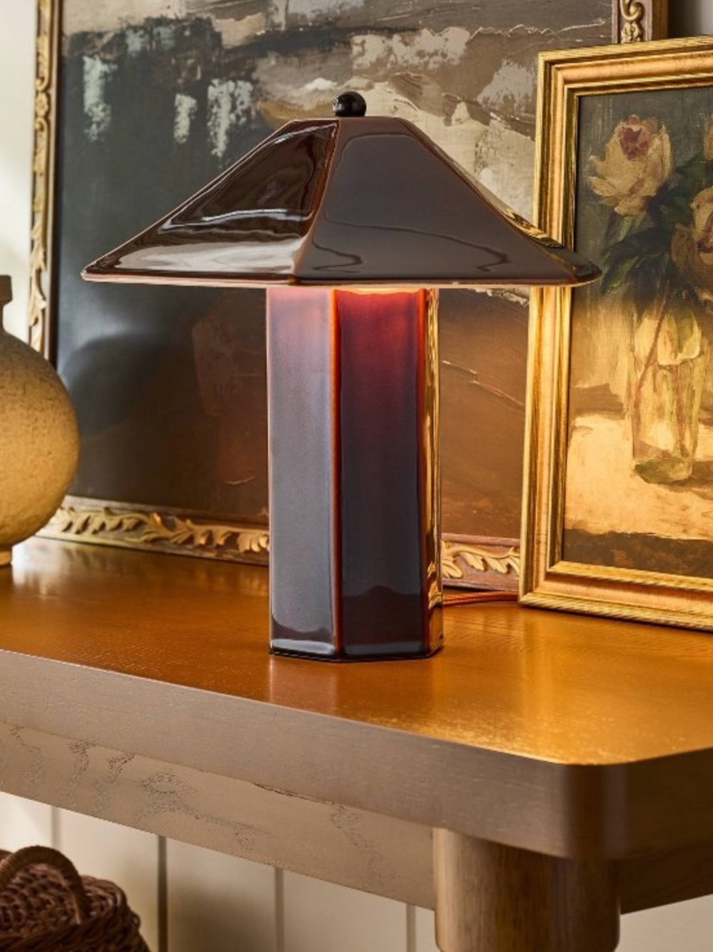 New Maroon Double Ceramic Table Lamp from Threshold™ designed with Studio McGee